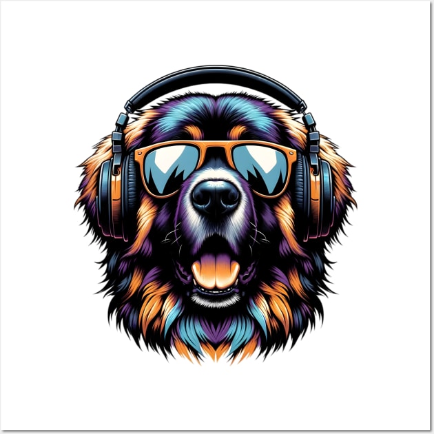 Leonberger Smiling DJ Rocks the Musical Scene Wall Art by ArtRUs